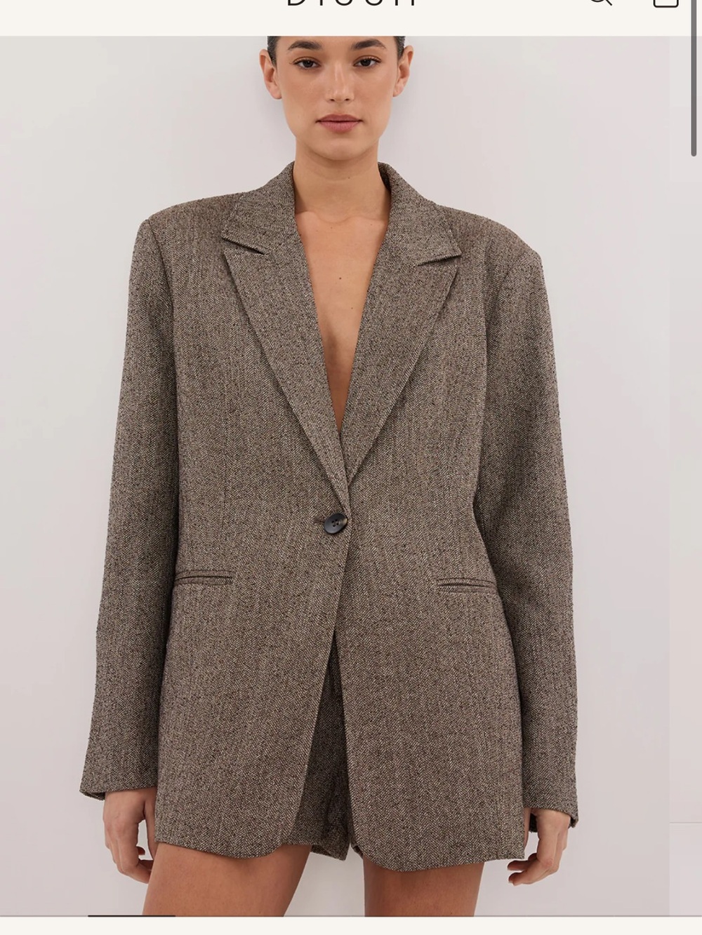 Frankie Choc Oversized Tweed Boyfriend Blazer